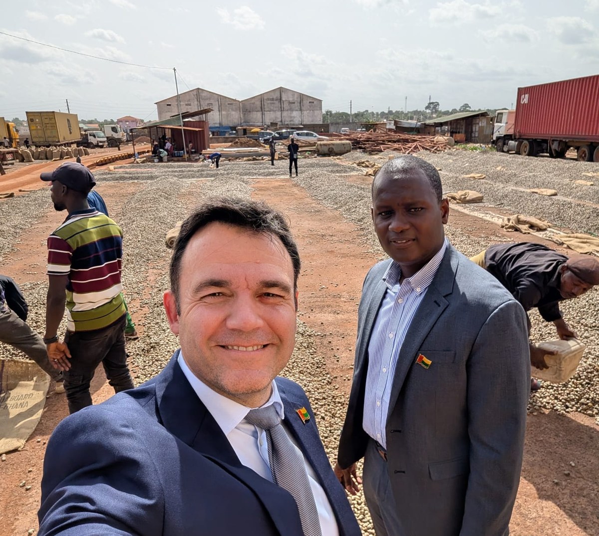 AP Trading at a raw cashew nut yard in West Africa with a local partner